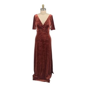 01531 Ever Pretty Velvet Maxi Dress Rustic Orange Size 2XL wedding evening forma